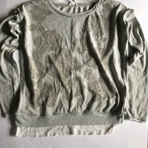 Gray Distressed Rose Sweater Aero